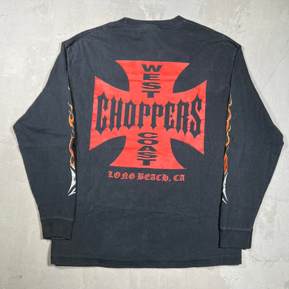 1990s West Coast Choppers "CFL" Black Flame Longsleeve Size Large USED v19947
