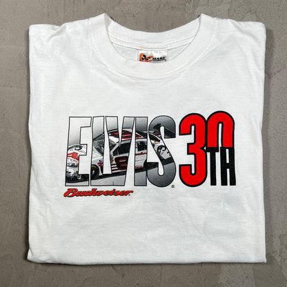 Y2K Nascar Elvis 30th Budweiser Tee White Size Medium USED v19951