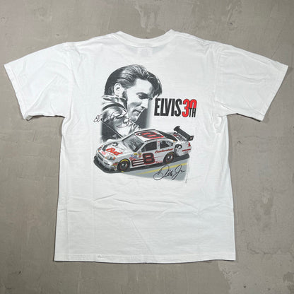 Y2K Nascar Elvis 30th Budweiser Tee White Size Medium USED v19951