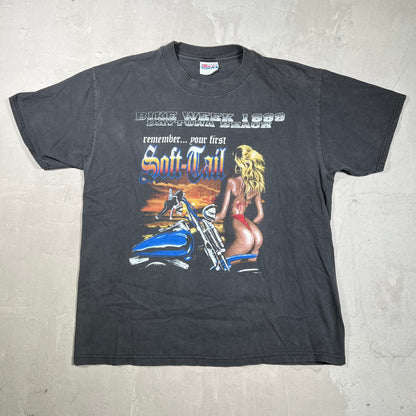 1999 Daytona Beach Bike Week "Soft Tail" Black Tee Size Large USED v19949