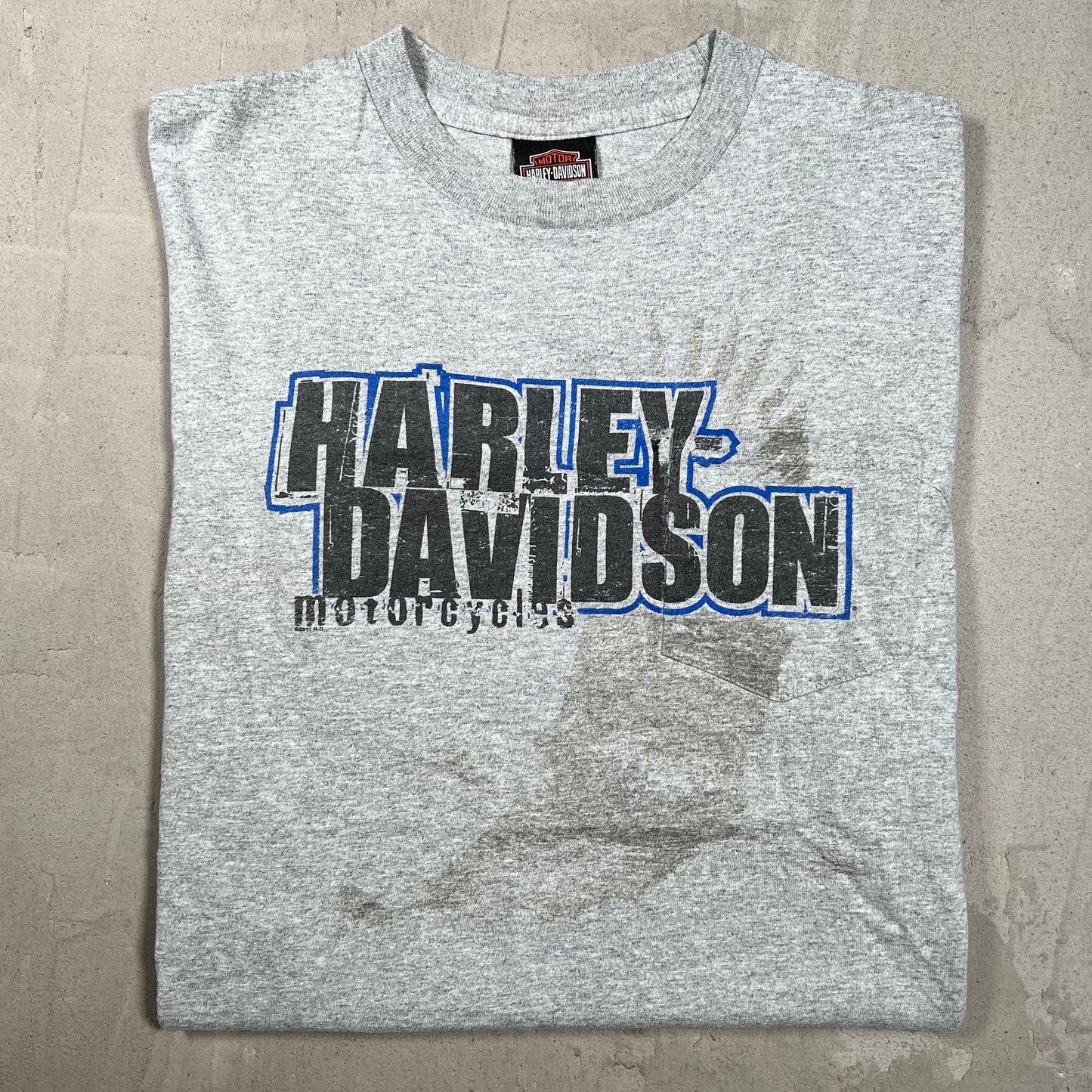 2011 Harley Davidson Grey Pocket Tee Size Medium USED v19952