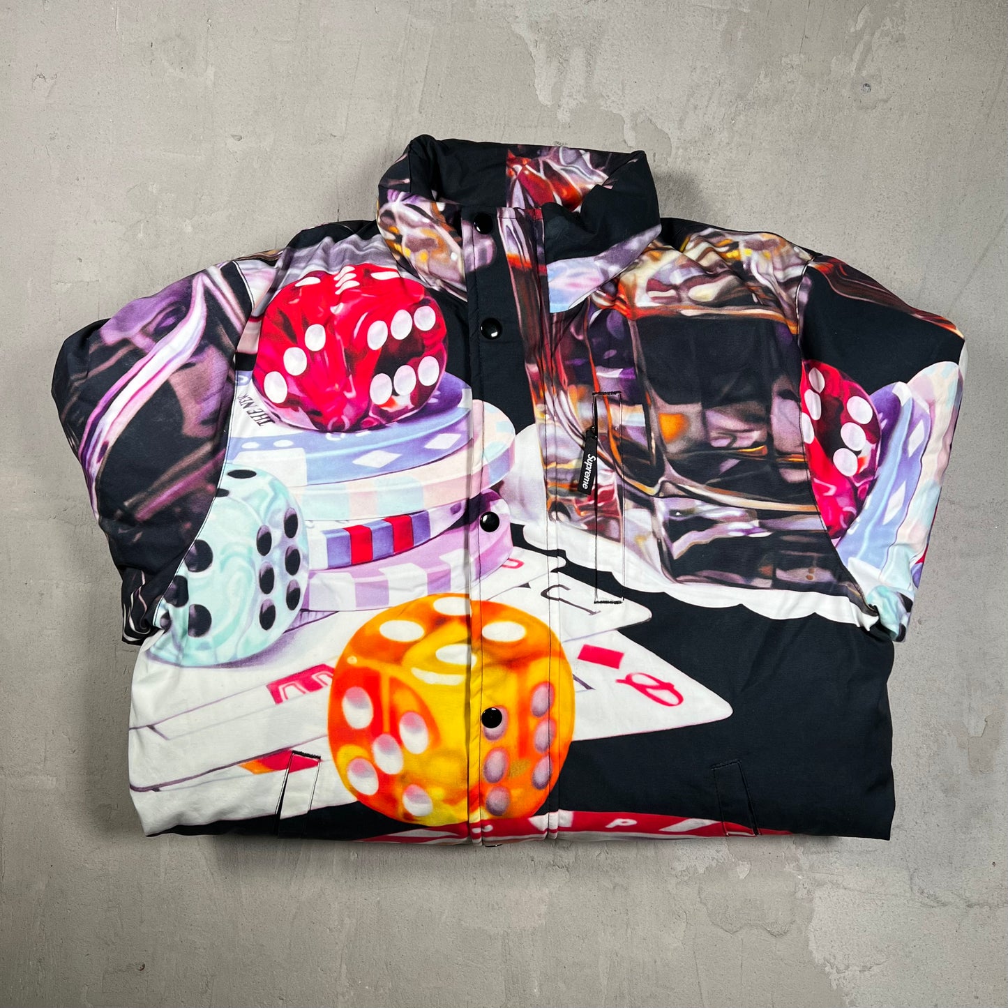 Supreme Casino Puffy Down Jacket (2018) Size Medium USED x18268