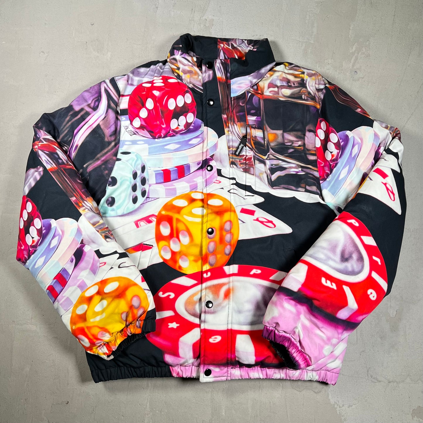 Supreme Casino Puffy Down Jacket (2018) Size Medium USED x18268
