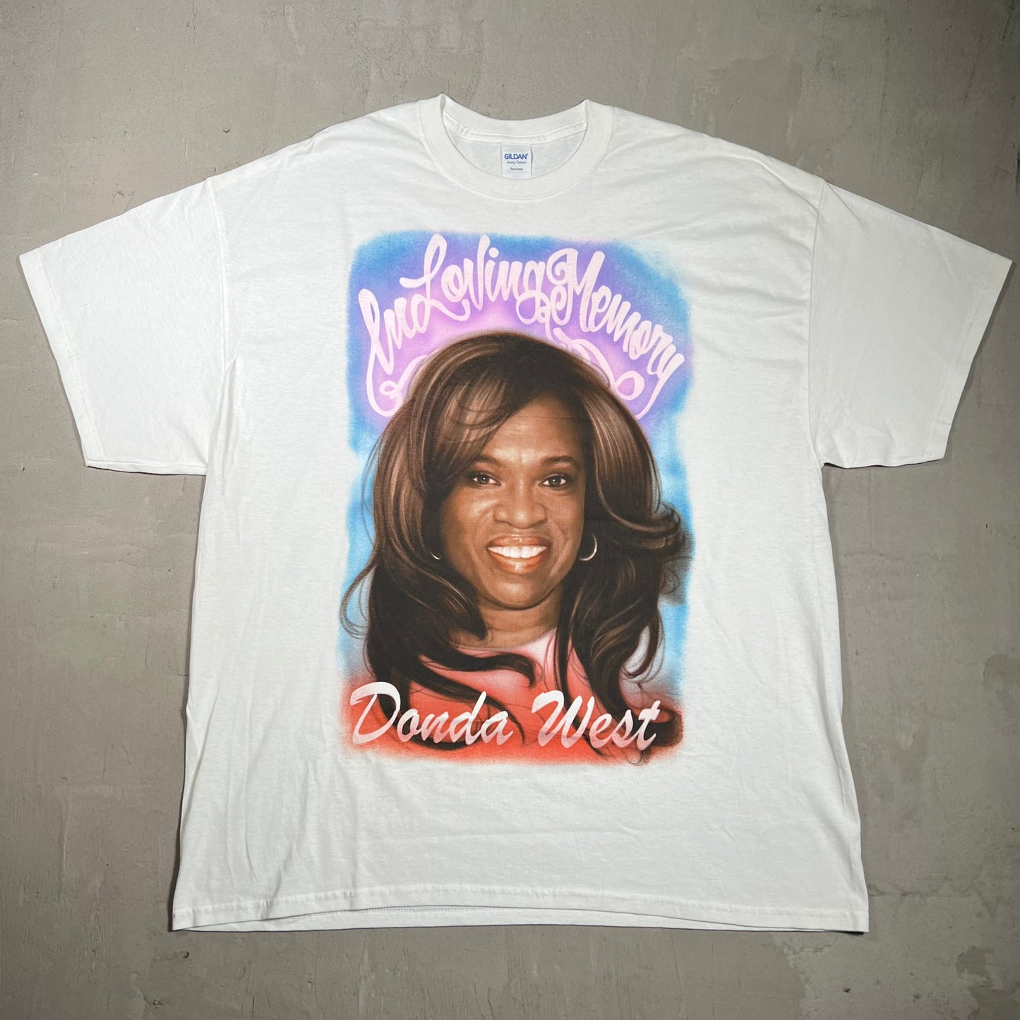 Kanye West "In Loving Memory of Donda West" Airbrush Tee White Size XXL USED x18621