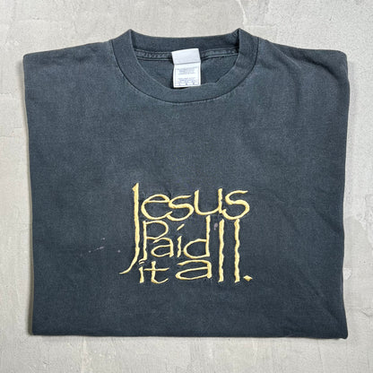 1990s "Jesus Paid it All" Black Tee Size Large USED v19976