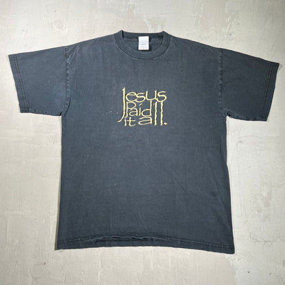 1990s "Jesus Paid it All" Black Tee Size Large USED v19976