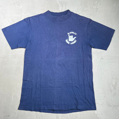 1980s Hawaii "Hang Loose" Navy Tee Size Medium USED v19935