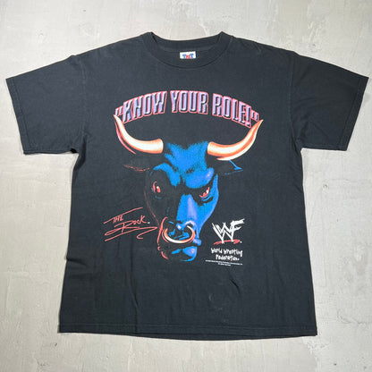 2000 The Rock "Know Your Role" Black Tee Size Large USED v19968