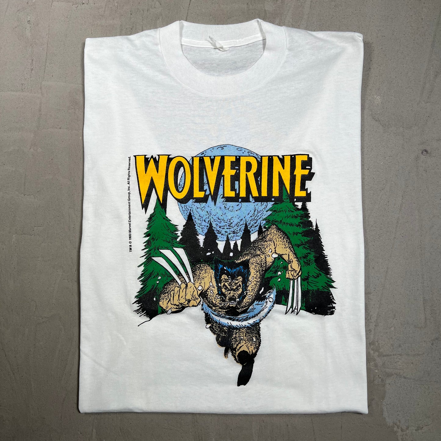 1989 Marvel Wolverine Wilderness White Tee Size XL USED v19971