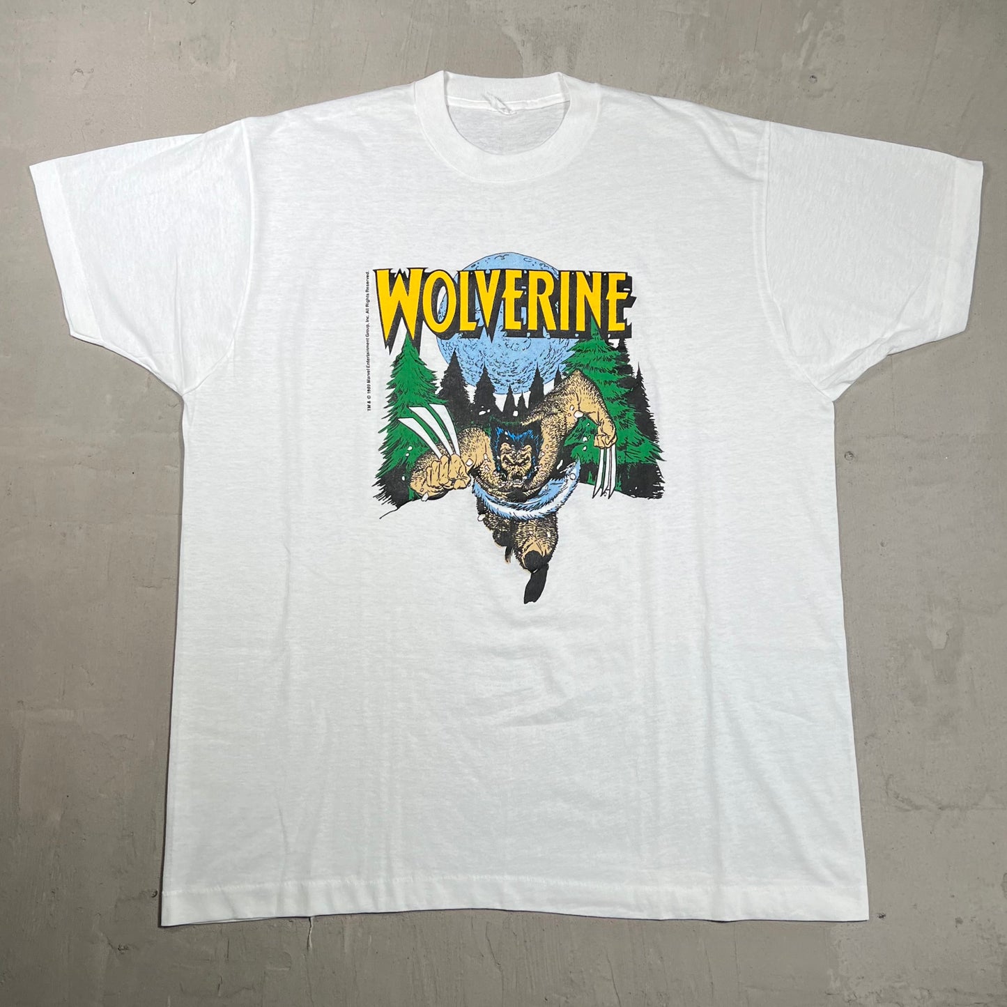 1989 Marvel Wolverine Wilderness White Tee Size XL USED v19971