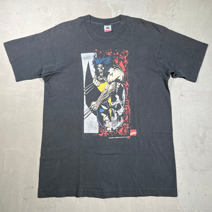 1993 Marvel Wolverine Split Face Black Tee Size Large USED v19969