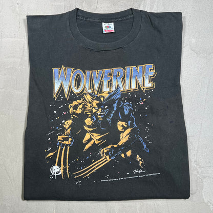 1990 Marvel Wolverine Cartoon Black Tee Size XL USED v19970