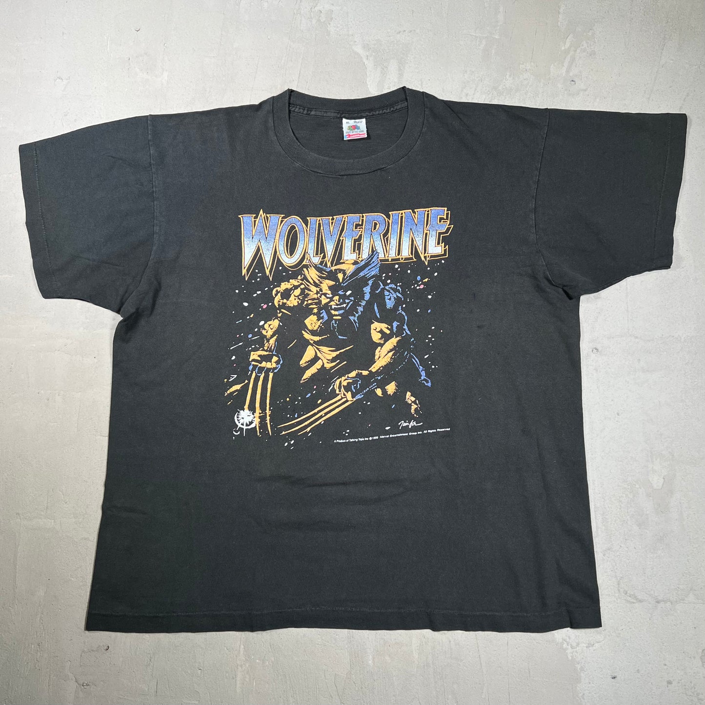 1990 Marvel Wolverine Cartoon Black Tee Size XL USED v19970
