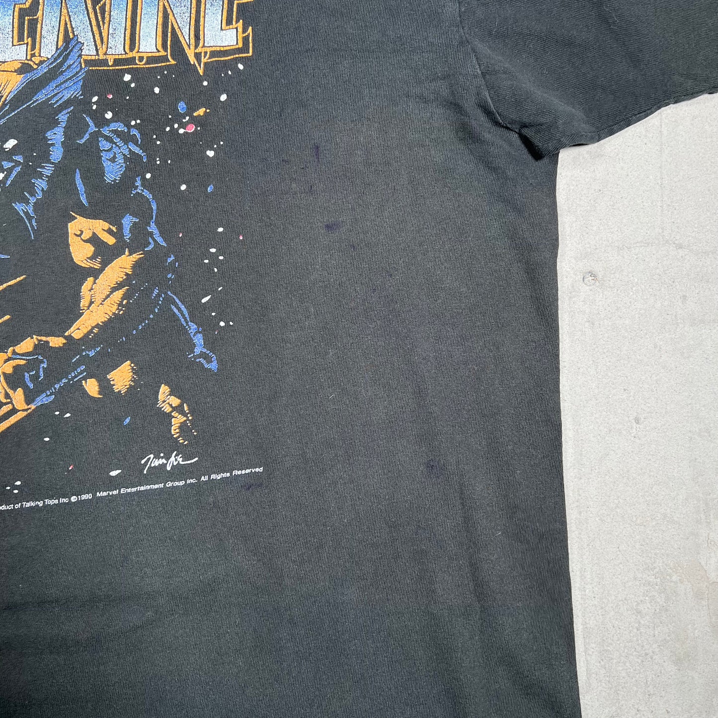 1990 Marvel Wolverine Cartoon Black Tee Size XL USED v19970