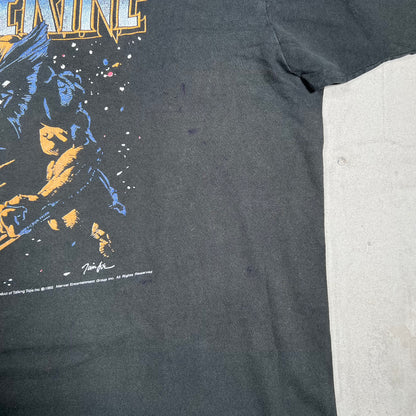 1990 Marvel Wolverine Cartoon Black Tee Size XL USED v19970