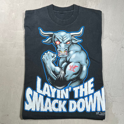 1998 The Rock Bull Cartoon Black Tee Size Large USED v19966