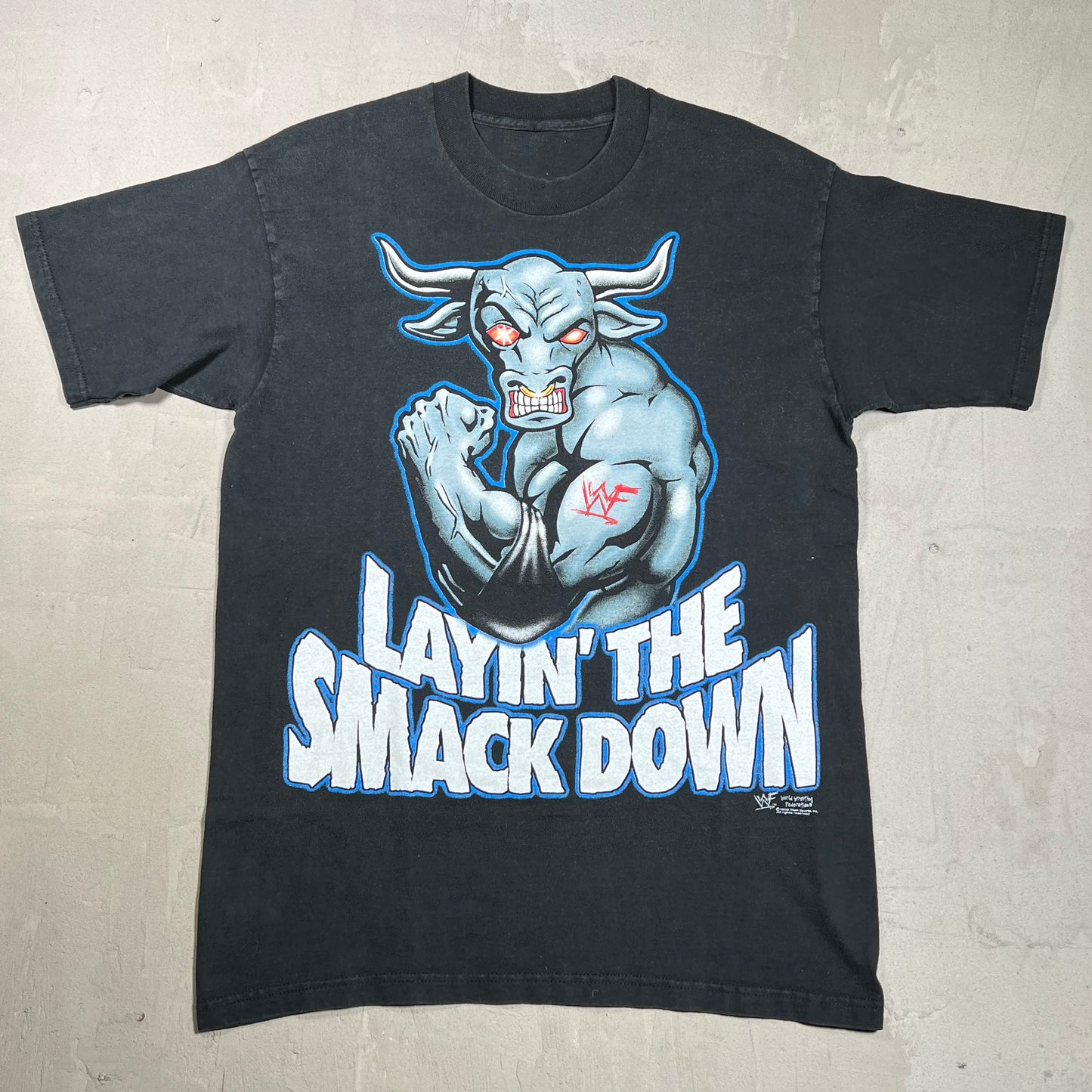 1998 The Rock Bull Cartoon Black Tee Size Large USED v19966