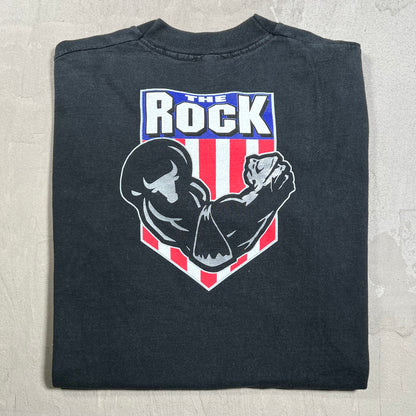 1998 The Rock Bull Cartoon Black Tee Size Large USED v19966