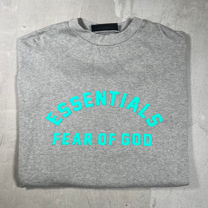 Essentials Fear of God FOG Grey Teal Logo Tee Size Medium USED x18257