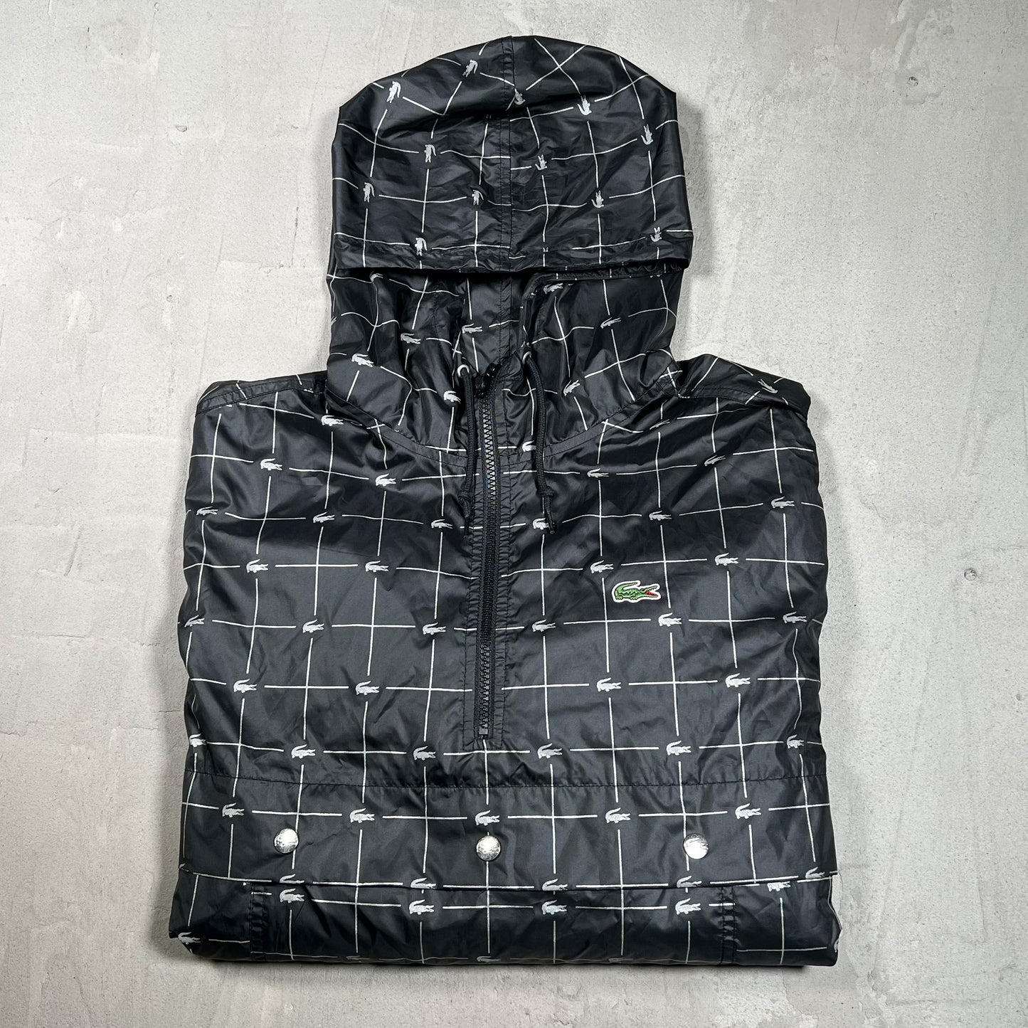 Supreme Lacoste Reflective Grid Anorak Black (2018) Size Large USED x18256