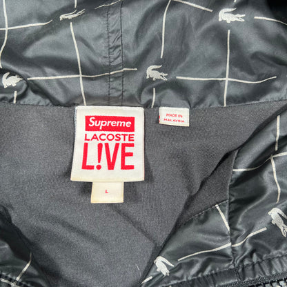 Supreme Lacoste Reflective Grid Anorak Black (2018) Size Large USED x18256