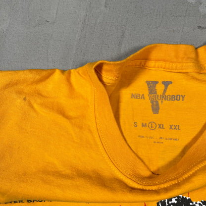 Vlone NBA Young Boy Yellow Tee Size Large USED x18253
