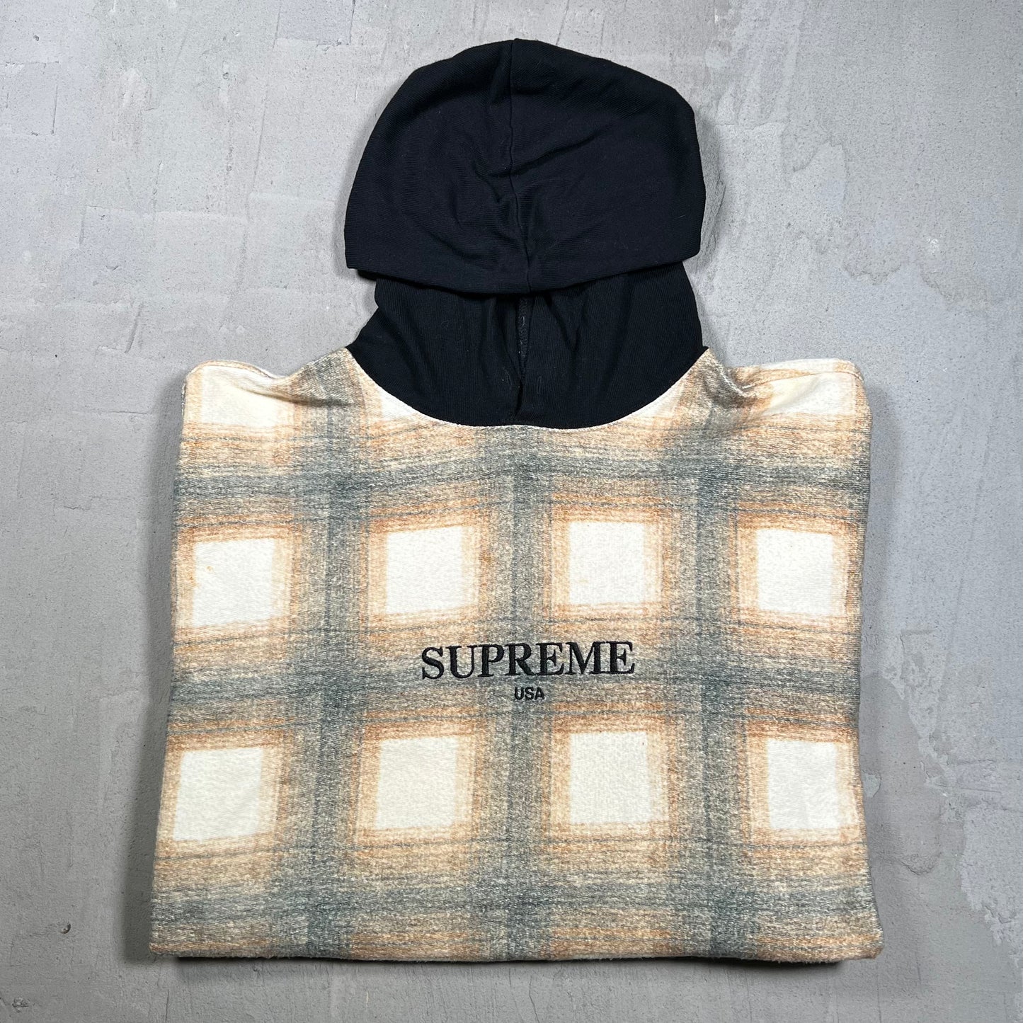 Supreme Shadow Plaid Hoodie (2017) Size Large USED x18255