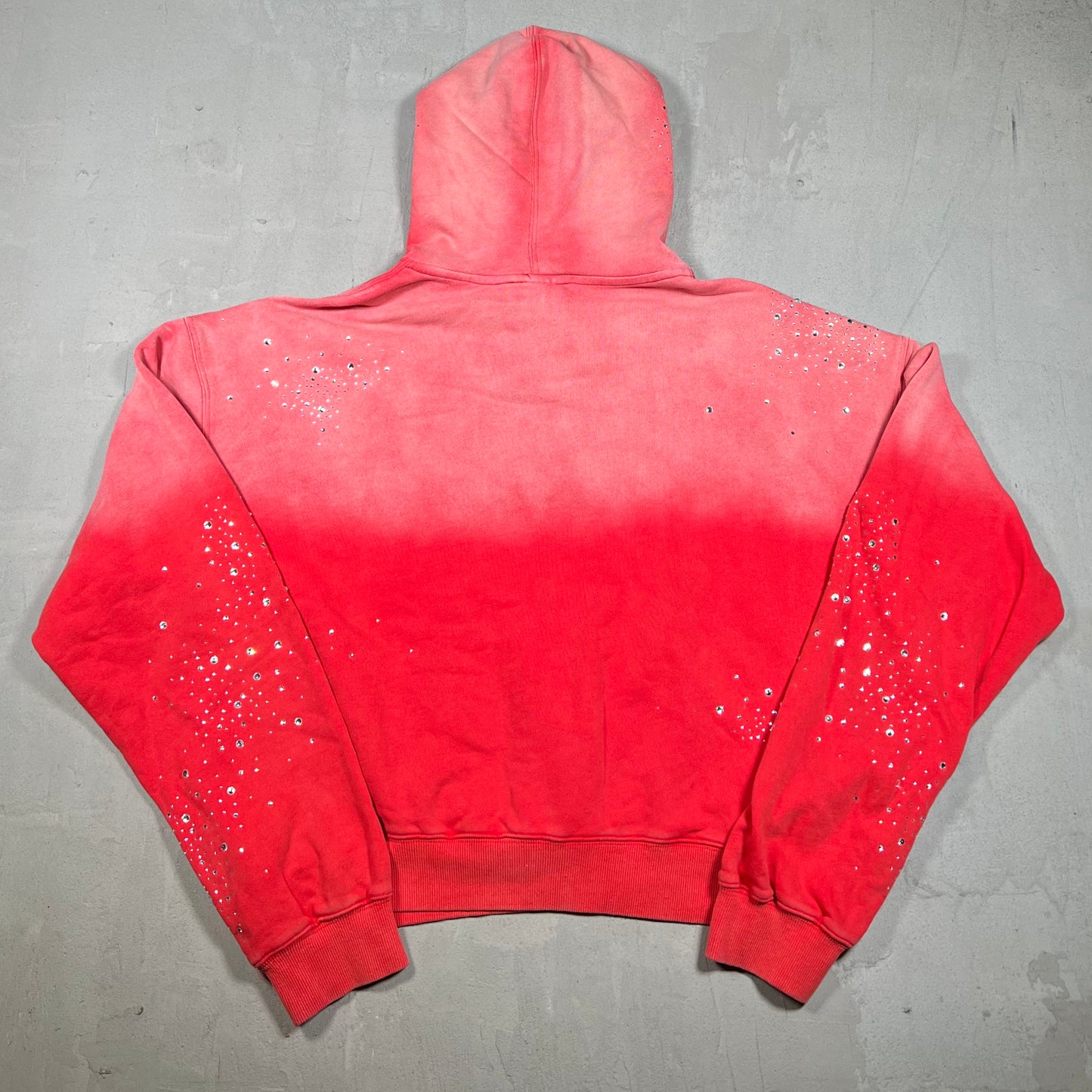 Vale Rhinestone 14 Red Pull Over Hoodie Size Large USED x17882