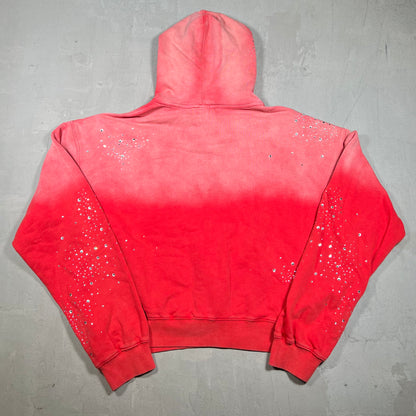 Vale Rhinestone 14 Red Pull Over Hoodie Size Large USED x17882