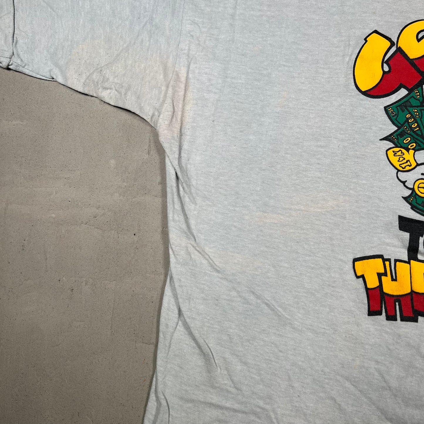 1990s I Get Paid To Do Wild Things Grey Tee Size XL USED v19846