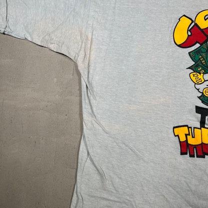 1990s I Get Paid To Do Wild Things Grey Tee Size XL USED v19846