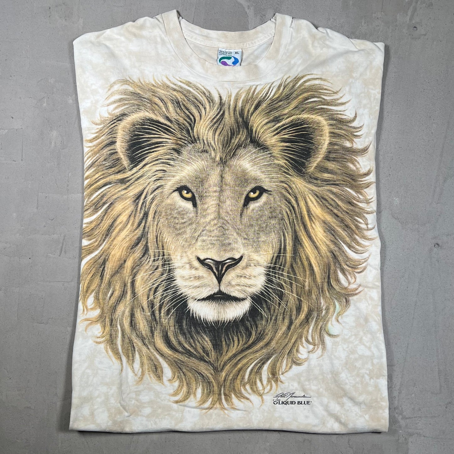 1994 Liquid Blue Double Sided Lion Tee Size XL USED v14434