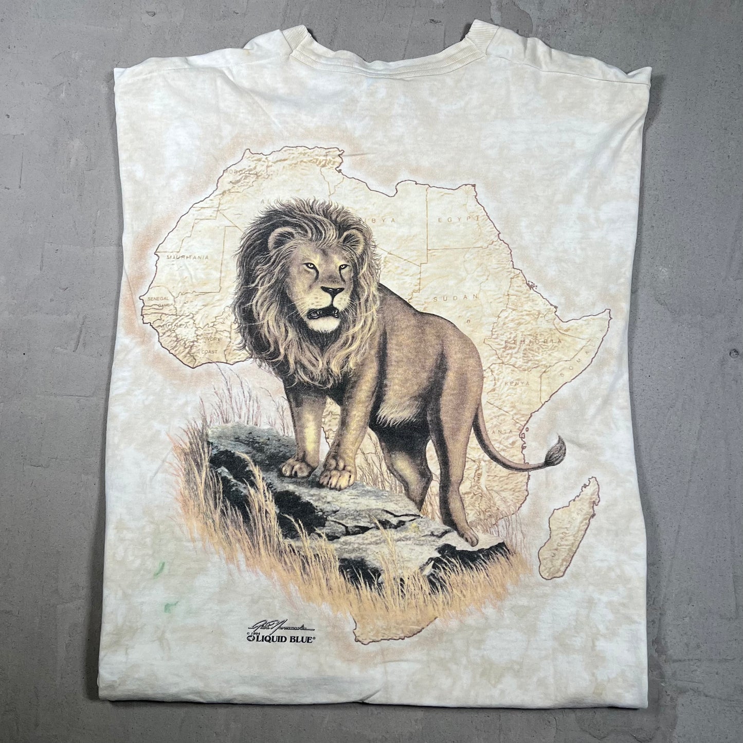 1994 Liquid Blue Double Sided Lion Tee Size XL USED v14434