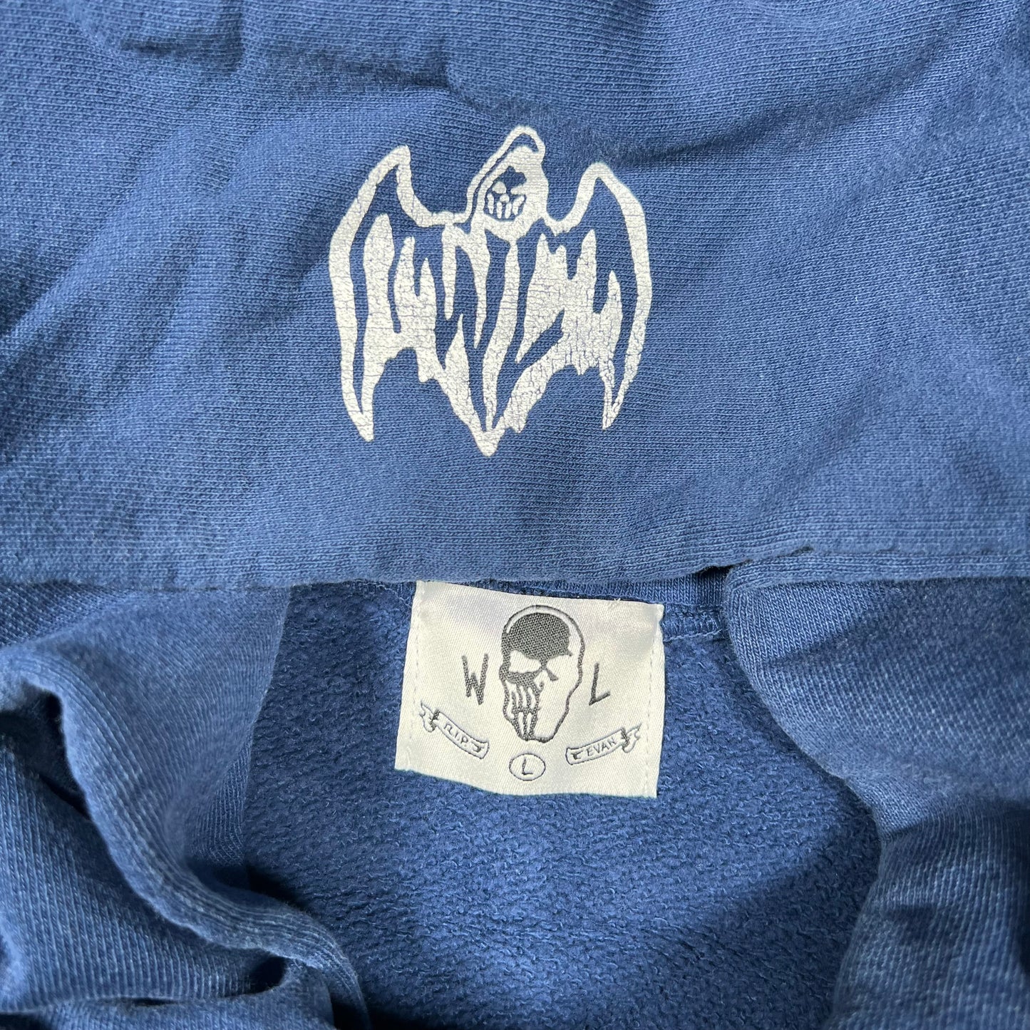 Warren Lotas Fiery Glare Navy Blue Hoodie Size Large USED x18205