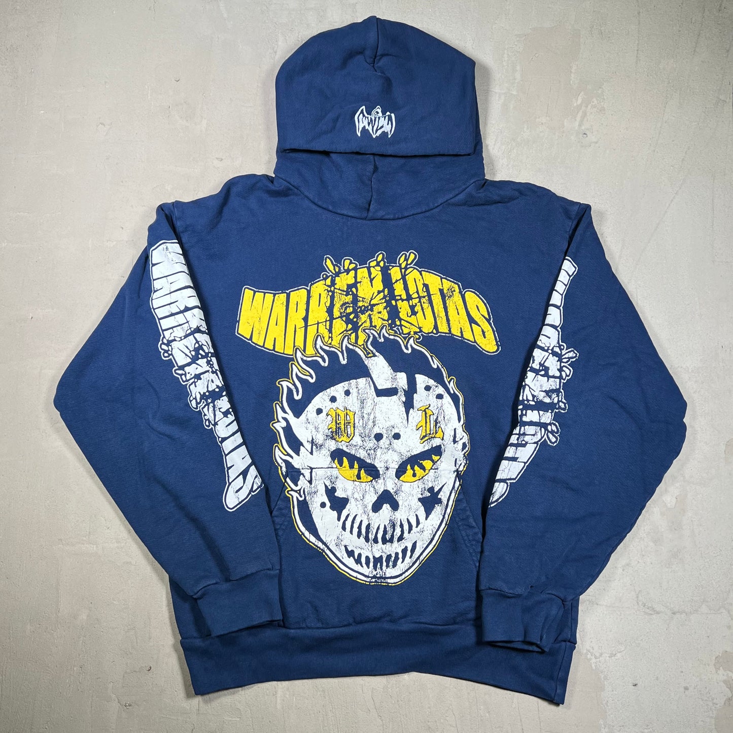 Warren Lotas Fiery Glare Navy Blue Hoodie Size Large USED x18205