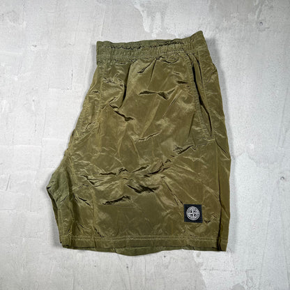 Stone Island Olive Green Nylon Shorts Size XXL USED x17869