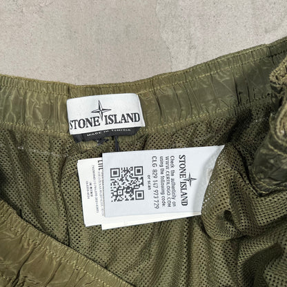 Stone Island Olive Green Nylon Shorts Size XXL USED x17869