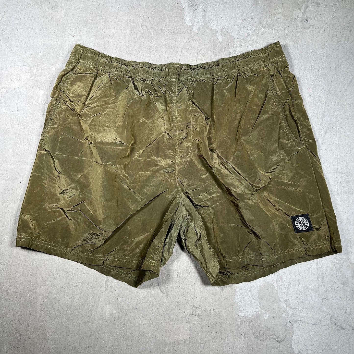 Stone Island Olive Green Nylon Shorts Size XXL USED x17869