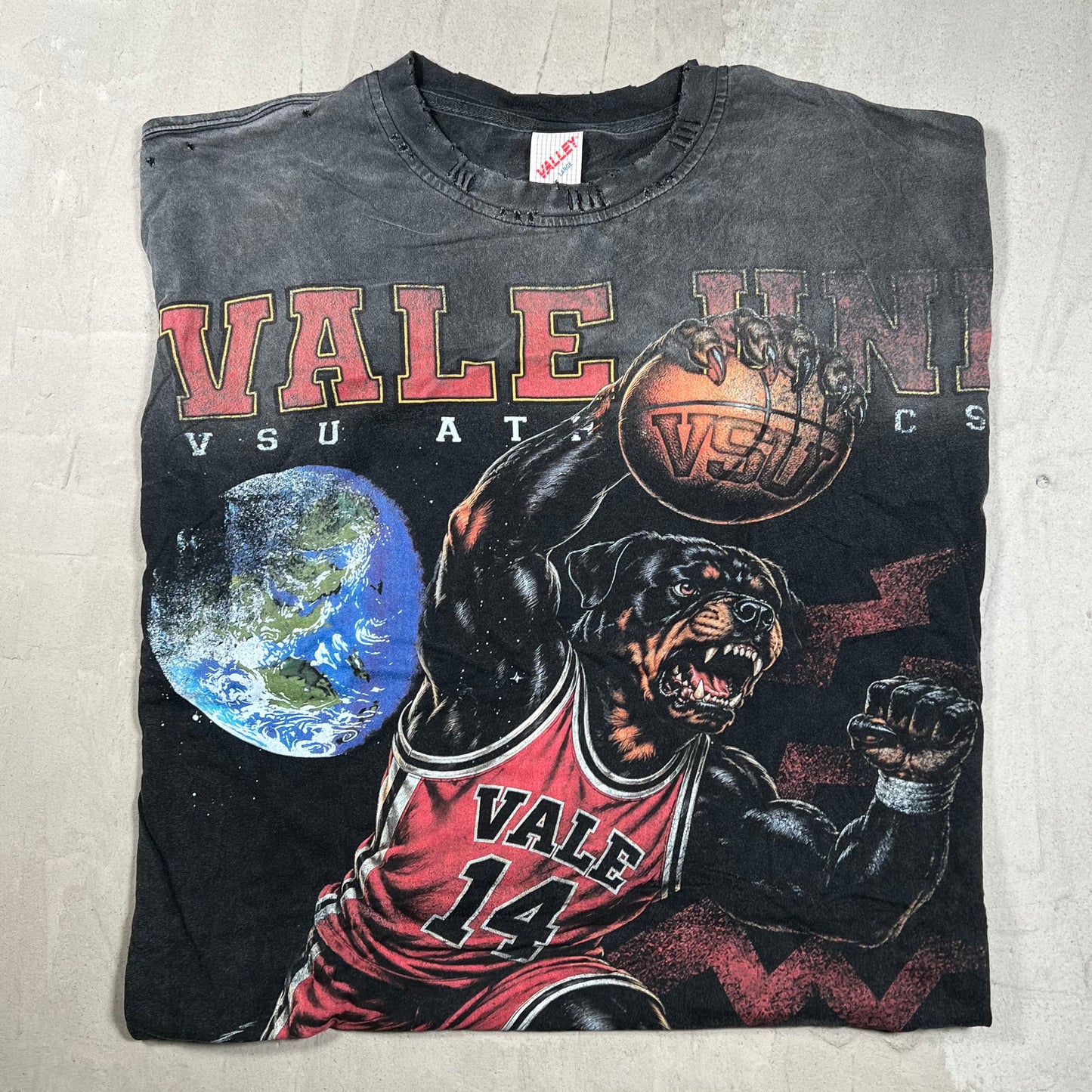 Vale Roaring Rottweiler Washed Black Tee Size Large NEW x18233