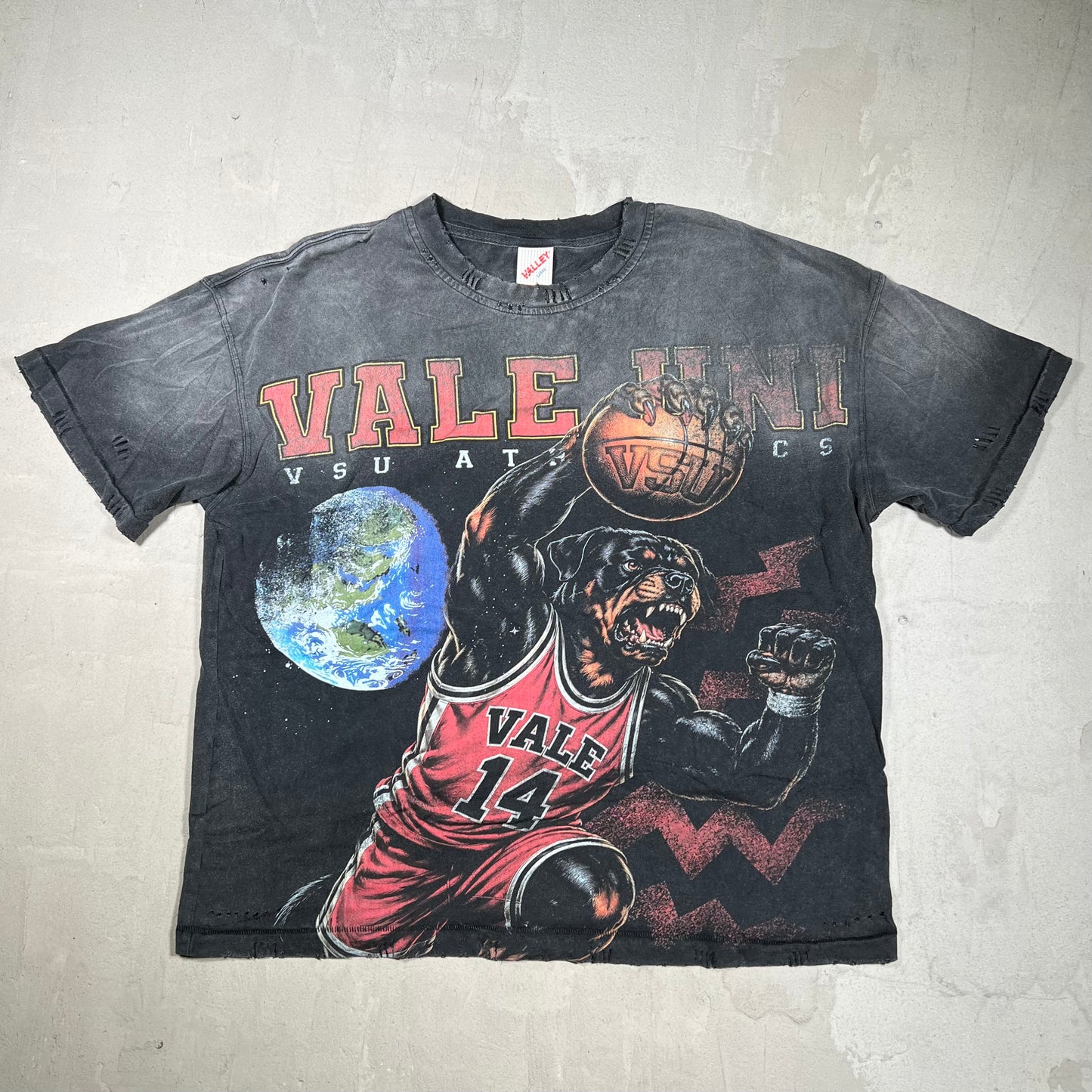 Vale Roaring Rottweiler Washed Black Tee Size Large NEW x18233