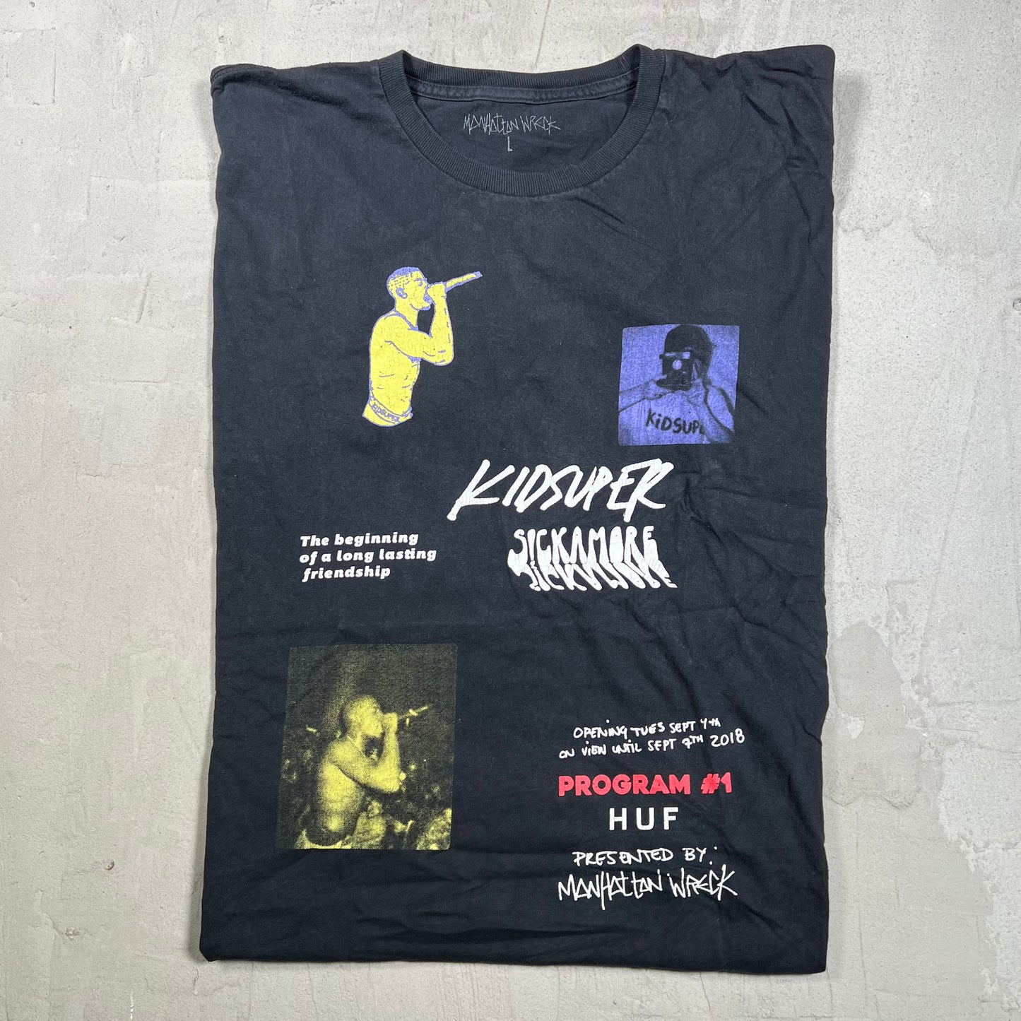 KidSuper Huf Sickamore Program 1 Black Tee Size Large USED x18249