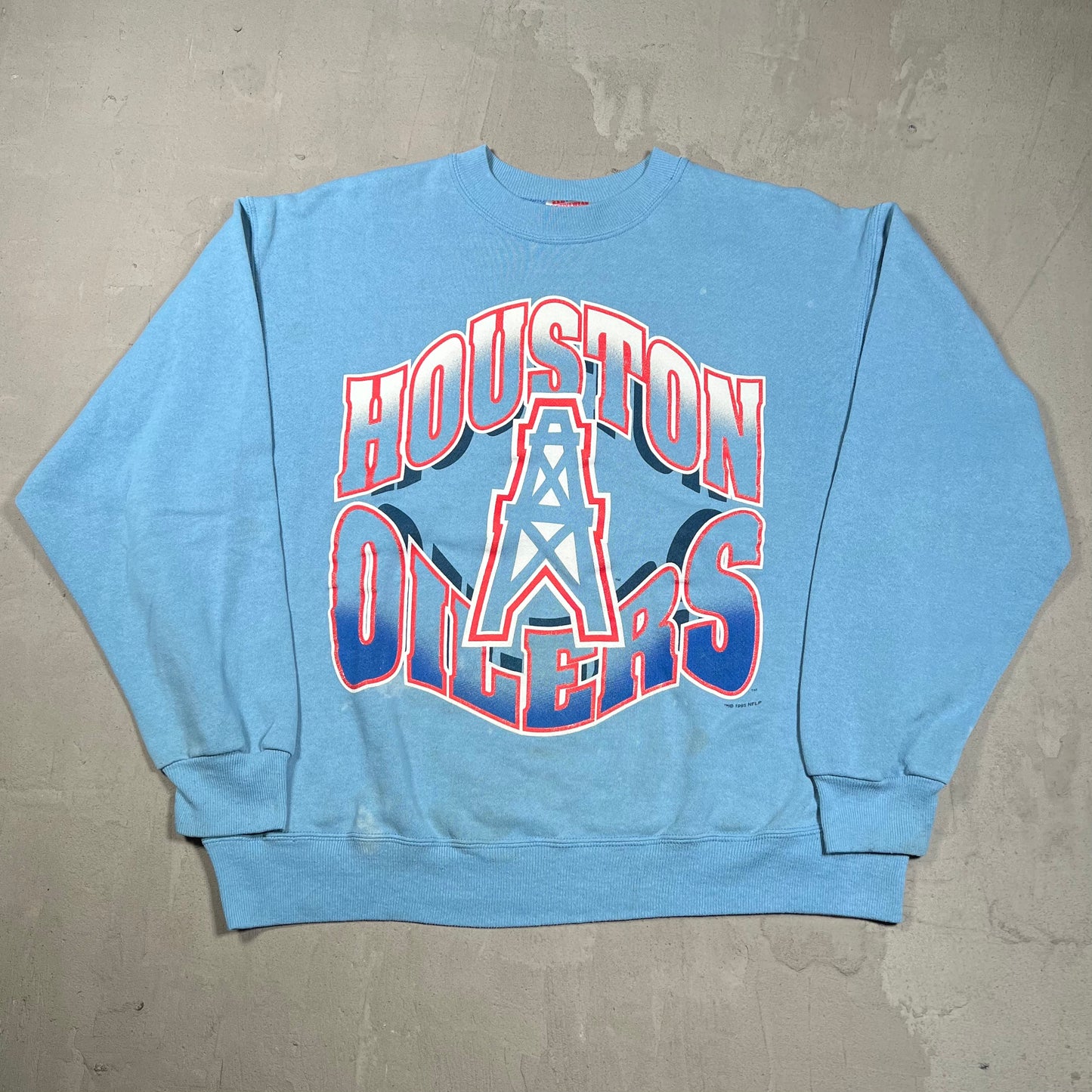 1995 Houston Oilers Baby Blue Crewneck Size Large USED v19988