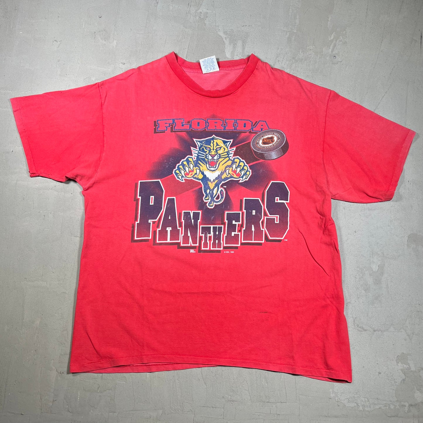 1993 Florida Panthers NHL Red Tee Size XL USED v19992