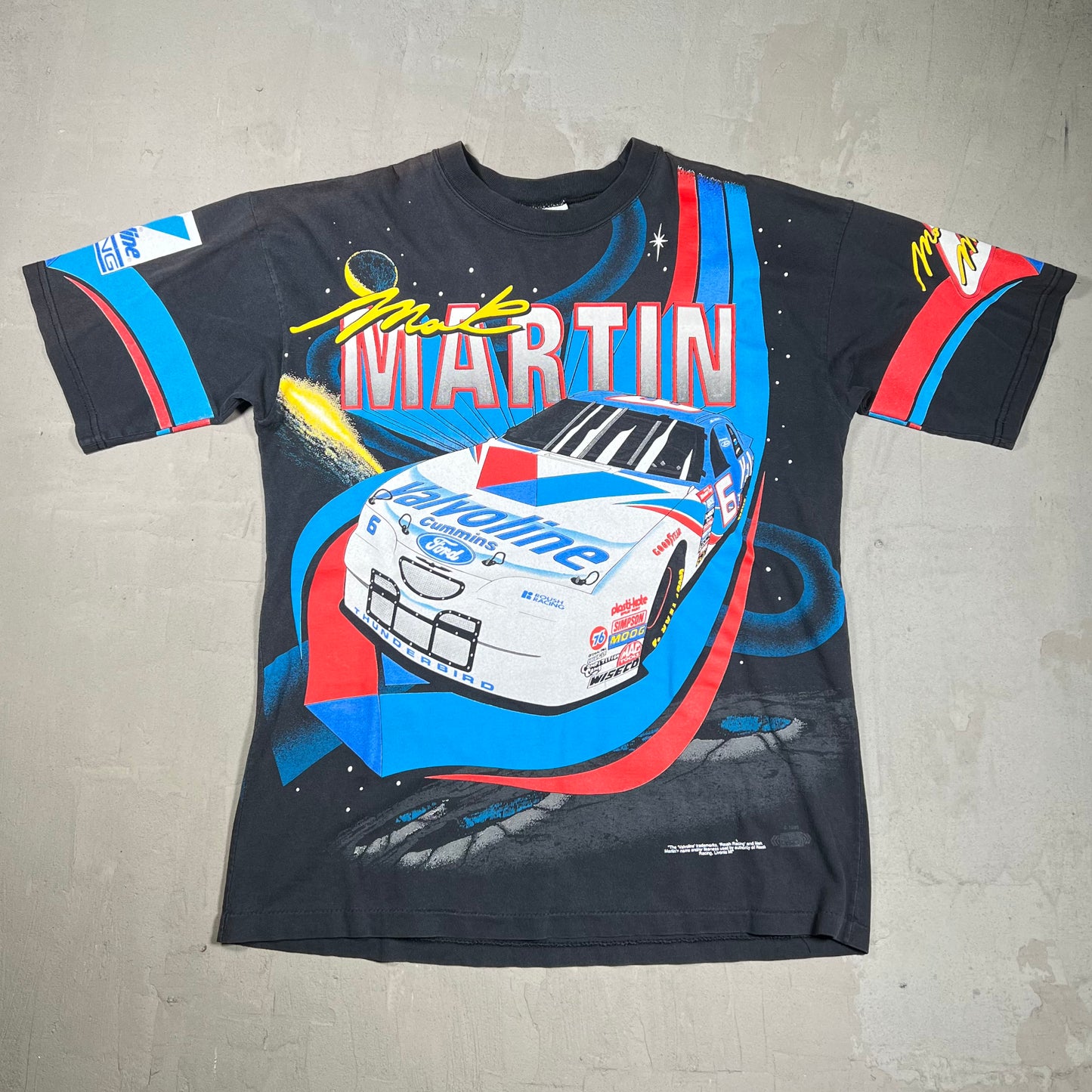 1996 Mark Martin Valvoline AOP Nascar Racing Tee Size Large USED v19993
