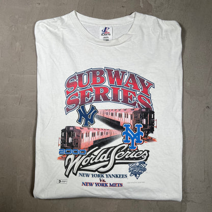 2000 Subways Series Yankees Mets White Longsleeve Size XL USED v19991