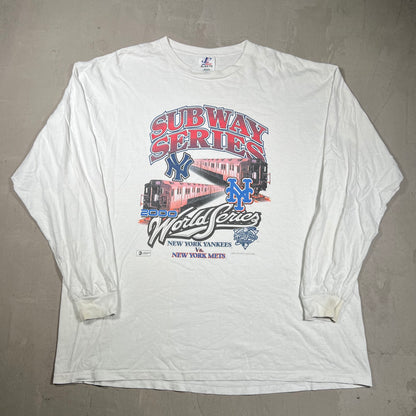 2000 Subways Series Yankees Mets White Longsleeve Size XL USED v19991