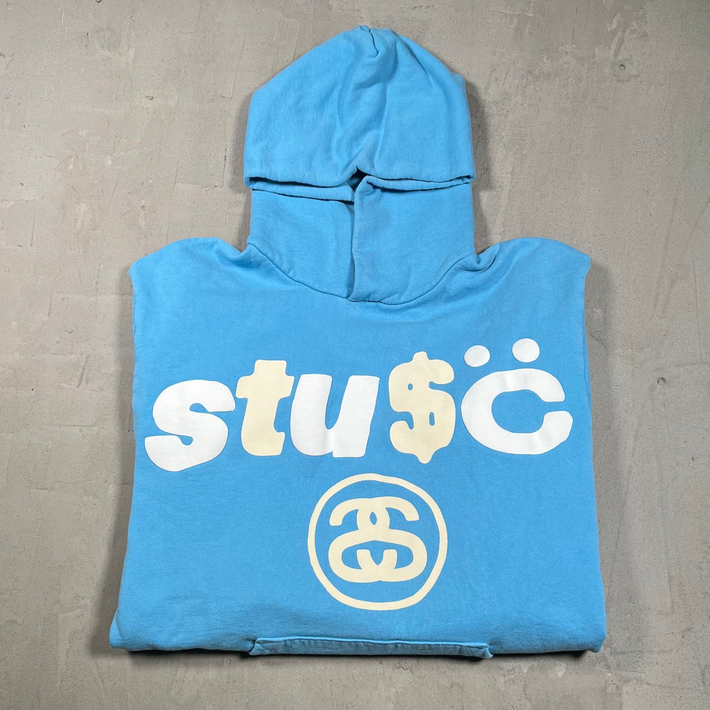 Stussy CPFM 8 Ball Pigment Blue Dyed Hoodie Size Medium USED x18298