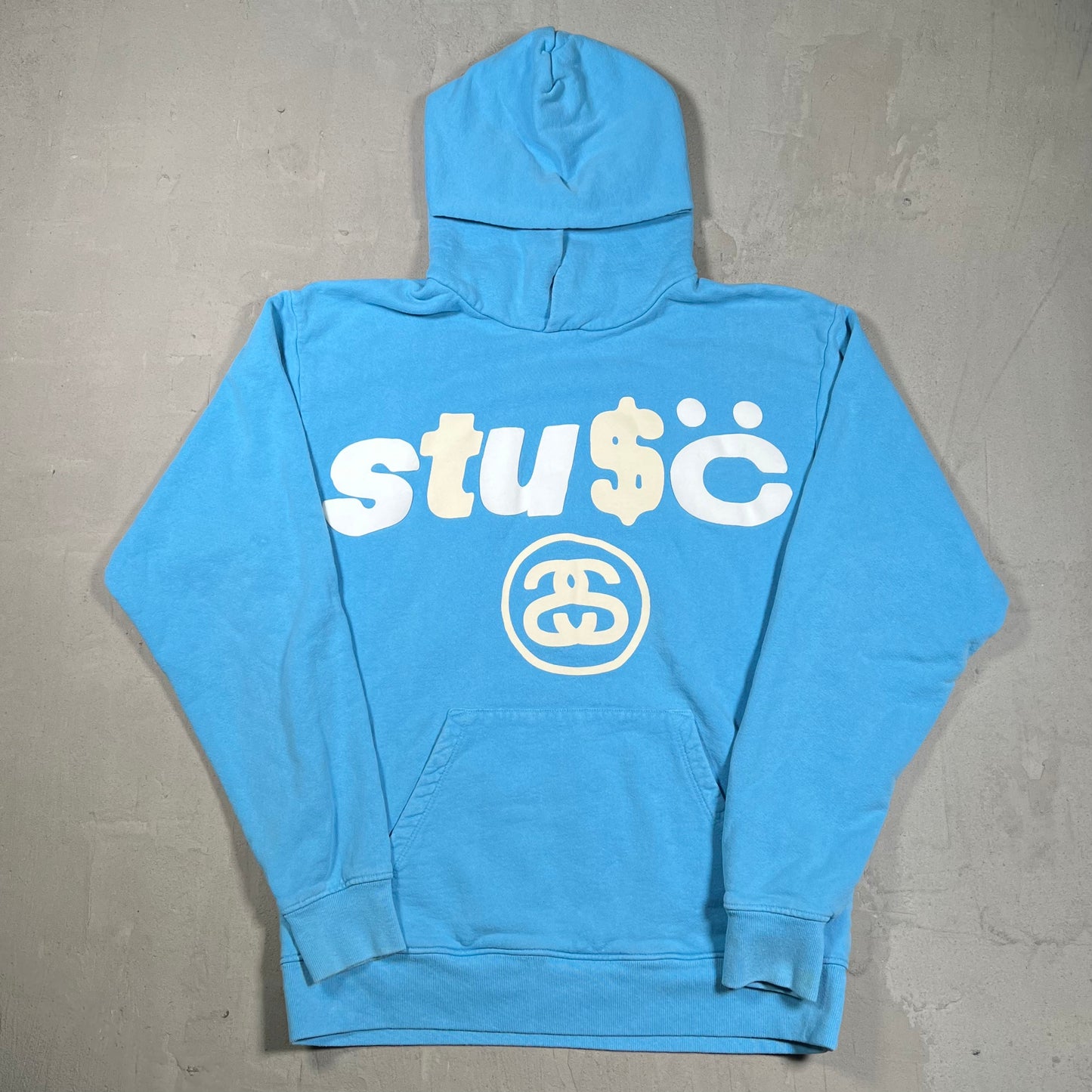 Stussy CPFM 8 Ball Pigment Blue Dyed Hoodie Size Medium USED x18298