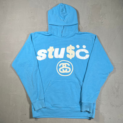 Stussy CPFM 8 Ball Pigment Blue Dyed Hoodie Size Medium USED x18298