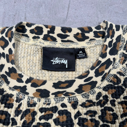 Stussy Leopard Print Thermal Longsleeve Size Medium USED x18299